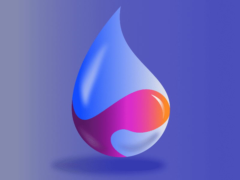 Drop Cloud Storage gradient teardrop icon. Abstract graphic design.