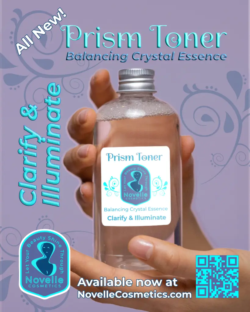 Novelle Cosmetics social ad for Prism Toner. Promotional graphic design.