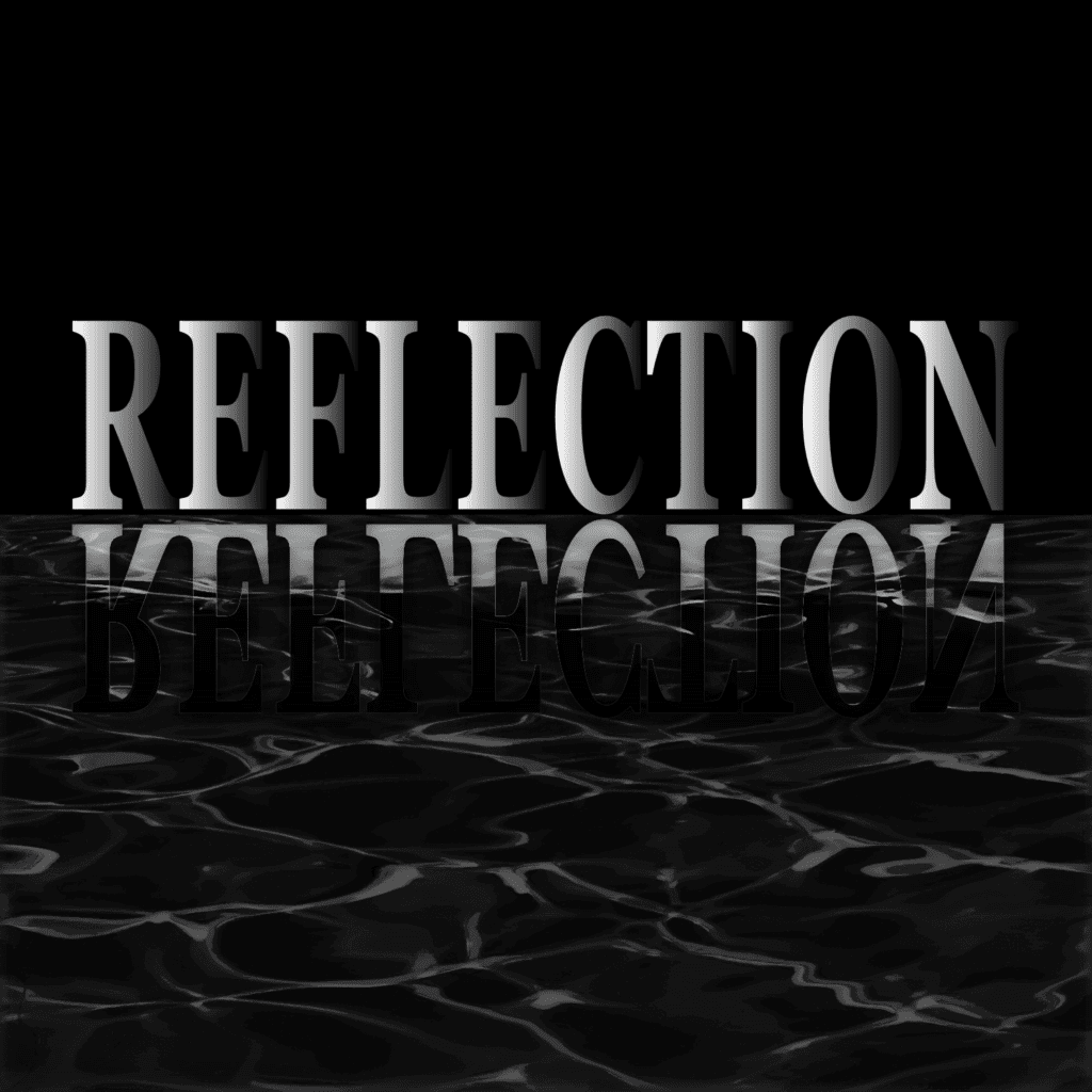 Reflection text effect with water ripple. Abstract graphic design.