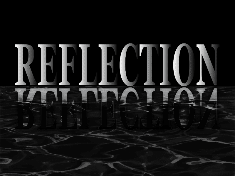 Reflection text effect with water ripple. Abstract graphic design.