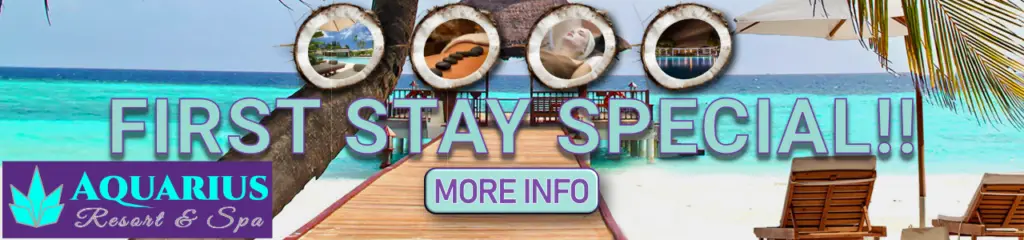 Aquarius Resort and Spa web banner. Web graphic design.